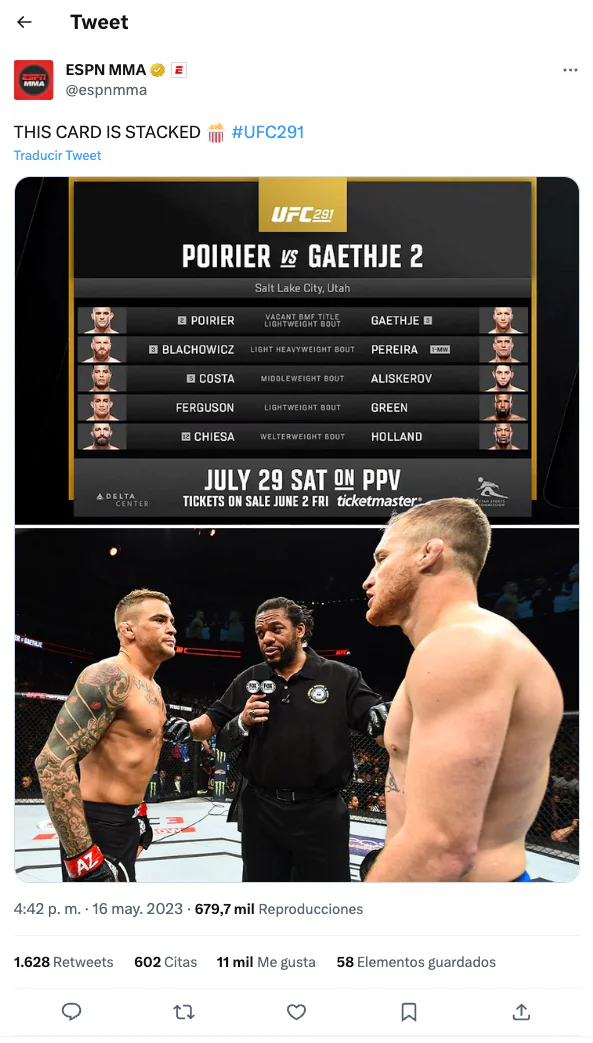 Poirier-Gaethje 2 will headline insane UFC 291 card