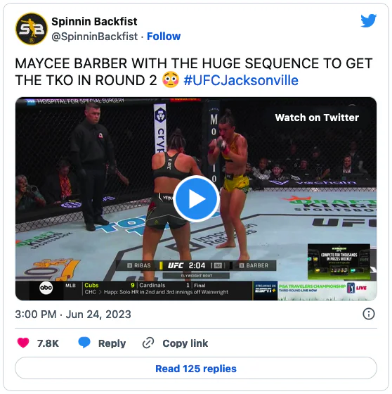 MAYCEE BARBER WITH THE HUGE SEQUENCE TO GET THE TKO IN ROUND 2
