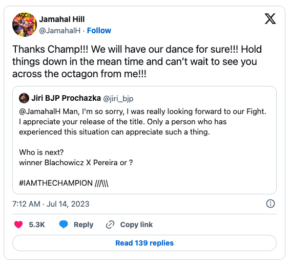 Jamahal Hill has ruptured Achilles, relinquishes belt