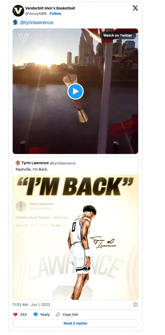 Tyrin Lawrence returning to Vanderbilt