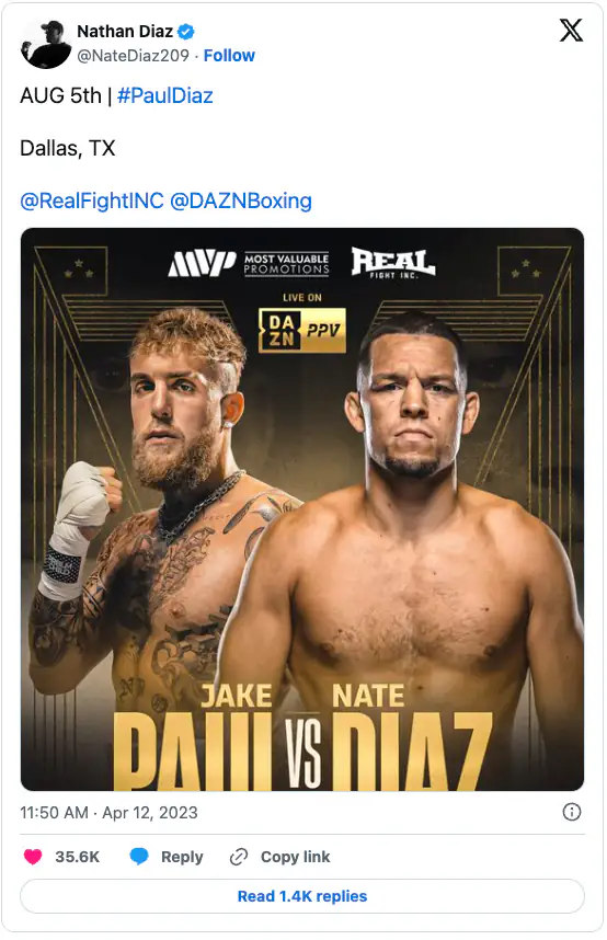 Jake Paul opens as a healthy favorite vs. Nate Diaz